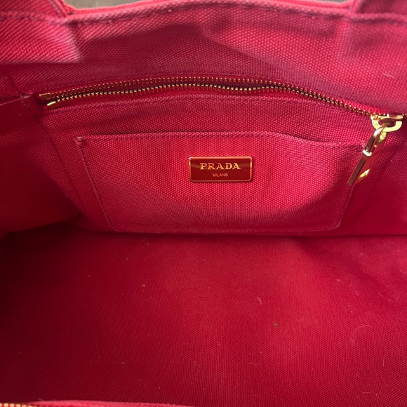 Authentic Prada Red Women's Tote Bag Canapa - Picture 9 of 16